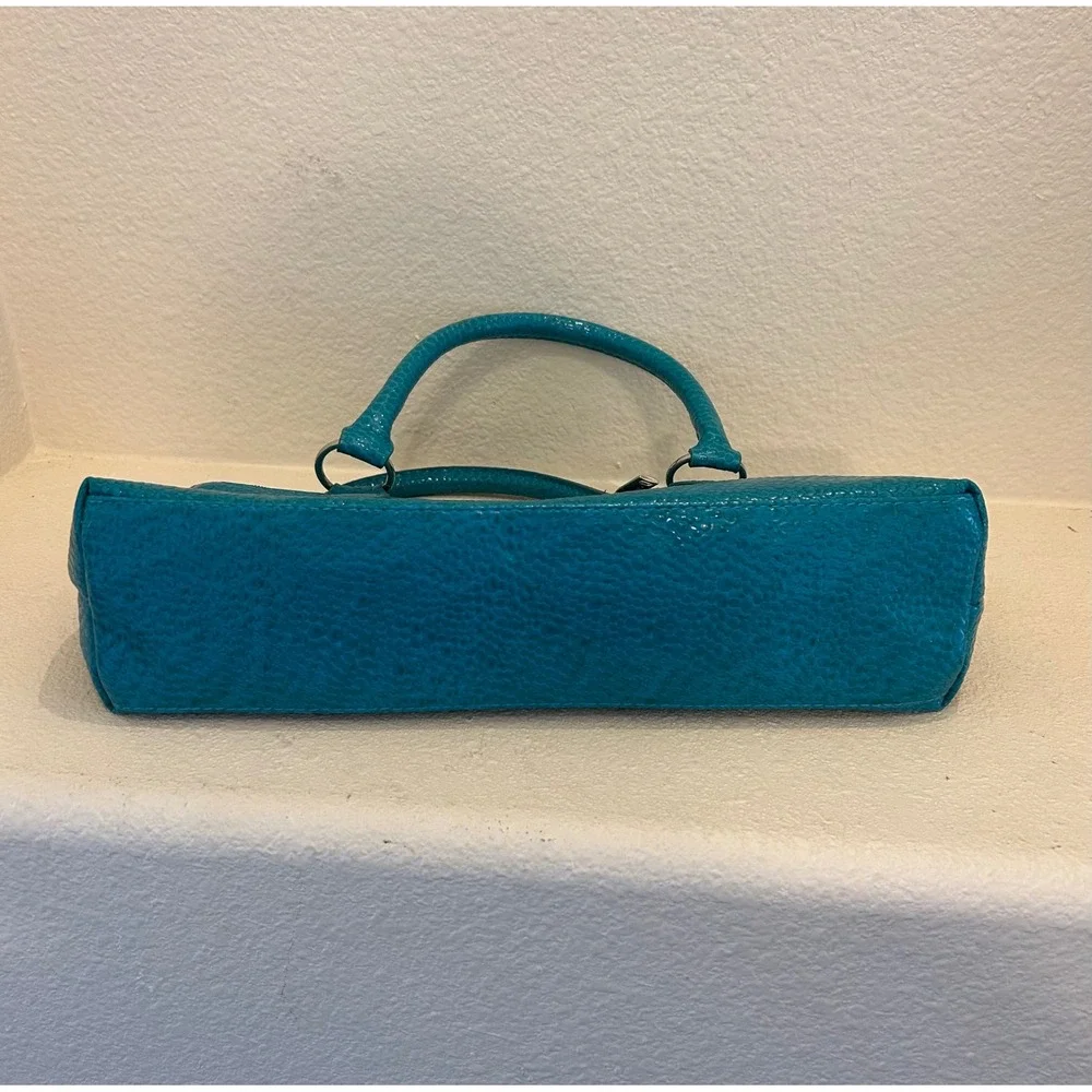 Primeware Teal Blue Pebble Faux Leather Insulated Wine‎ Tote Bag Clutch Purse